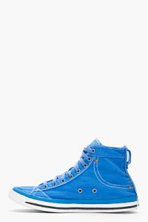 Diesel Bright Blue Twill Exposure I Sneakers for men