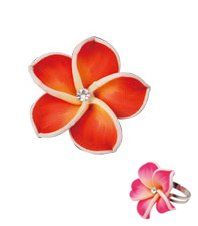 Hawaiian Flower Ring   Flower Petal Ring (Red) Toys