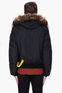Parajumpers Black Raccoon Fur Trim Gobi Jacket for men