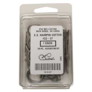 ITW Bee Leitzke 22 07 Hairpin Cotter Asst, 18 8, 50 Pcs, 5 Sizes