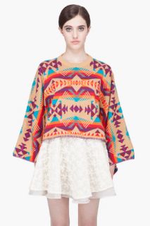 Opening Ceremony X Pendelton Cropped Knit Poncho for women