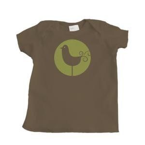 Green and Brown Bird Design Girls Infant T Shirt (Brown