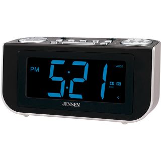 Jensen JCR 300 AM/FM Talking Dual Alarm Clock Radio with Voice