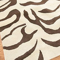 Handmade Alexa Animal Zebra Pattern Wool Rug (76 x 96)