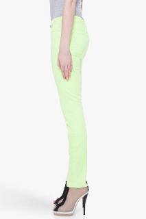 J Brand Neon Yellow Coated Jeans for women