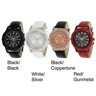 Geneva Platinum Womens Rhinestone Decorative Chronograph Watch
