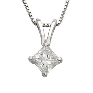Platinum 1/3ct TDW Princess cut Diamond Solitaire Necklace Today $655