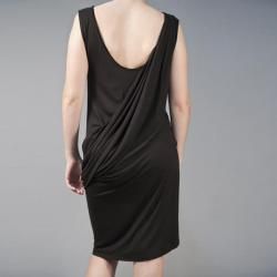 AtoZ Womens Greek Goddess Black Draped Sleeveless Dress