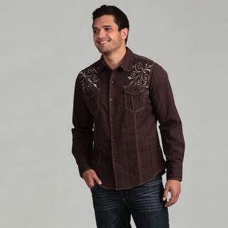 Pop Icon Mens Brown Embroidered Shirt