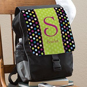 Personalized Girls Backpack   Polka Dots Clothing