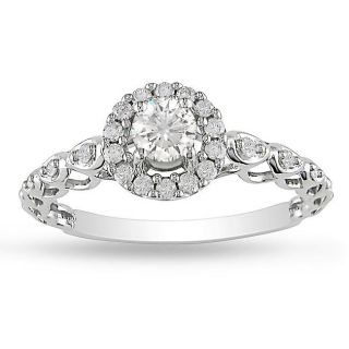 10k White Gold 1/2ct TDW Diamond Halo Engagement Ring (G H, I2 I3)
