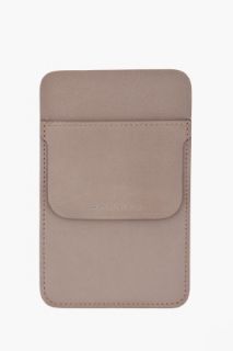 CARVEN Dark Grey Leather Pocket Square for men
