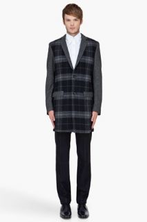 Edun Charcoal Mixed Wool Plaid Coat for men