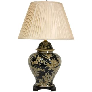 Black and Tan Porcelain Floral Bouquet Vase Lamp (China) Today $223