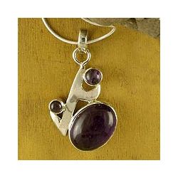 Sterling Silver Abstract Admirer Amethyst Necklace (India) Today $