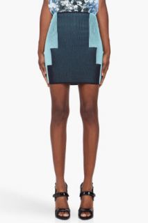 Alexander Wang Navy & Aqua Engineered Miniskirt for women