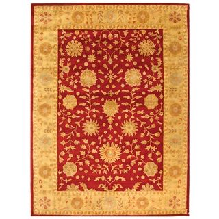 Handmade Heritage Kashan Burgundy/ Beige Wool Rug (6 x 9