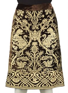 Roberto Cavalli Velour Skirt with Brocade Stamped Print