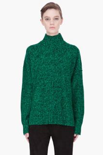 T By Alexander Wang Green Marled Wool Boxy Sweater for women