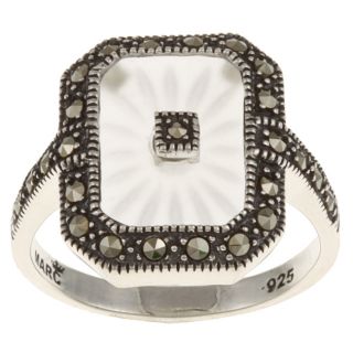 Sterling Silver White Sunray Crystal and Marcasite Ring Today $37.99