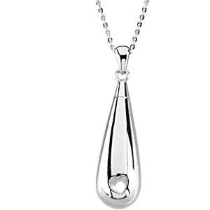 Sterling Silver Tear of Love and Open Heart Momento or Ash