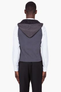 KRISVANASSCHE Grey Hooded Waist Coat for men