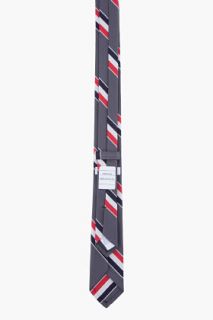 Thom Browne Grey Grosgrain Stripe Mogador Tie for men