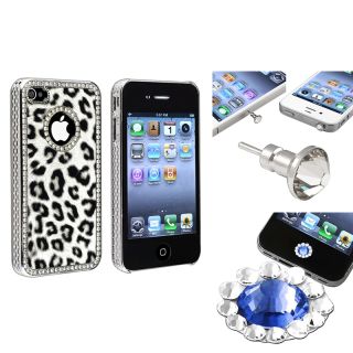Leopard Case/ Home Button Sticker/ Dust Cap for Apple iPhone 4/ 4S
