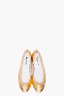 Repetto Gold Leather Ballerina Flats for women