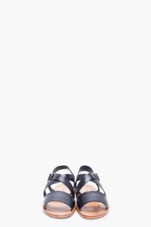 CARVEN Black Leather Sandals for men