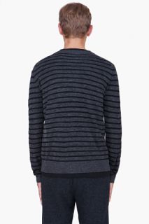 T By Alexander Wang Charcoal Striped Torquing Knit Cardigan for men