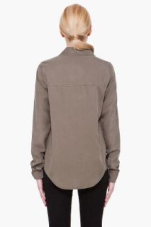 T By Alexander Wang Sage Green Chambray Blouse for women