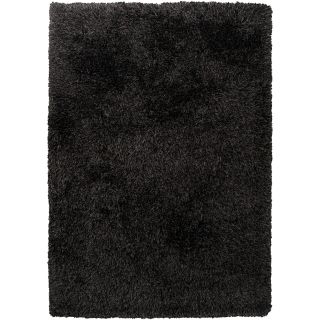 Hand woven Black Hiero New Zealand Wool / 20 Soft Shag (9 x 13