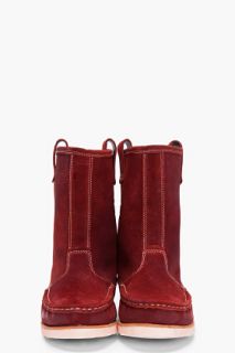 N.D.C. Made by Hand Burgundy Suede Nebraska Boots for men