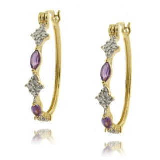 Gem Jolie 18k Gold over Silver Amethyst and Diamond Earrings