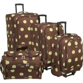 American Flyer Grande Dots 4 Piece Luggage Set   Brown