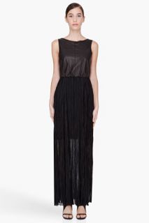 Alice + Olivia Black Leather Top Maxi Dress for women