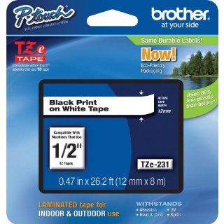 Brother Laminated Black on White Tape (TZe231)   Retail