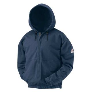 Bulwark SEH6NV LN L FR Hooded Sweatshirt, Navy, LT, Zipper