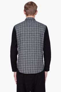 Robert Geller Charcoal Checkered Contrast Sleeve Shirt for men