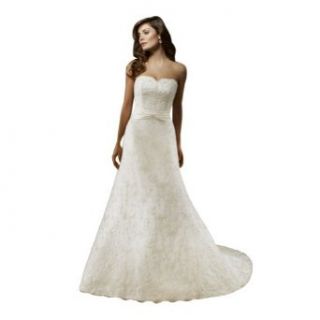 GEORGE BRIDE Strapless A line Satin Bridal Dress With