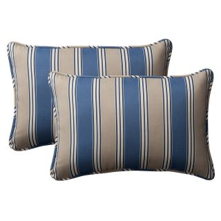Pillow Perfect Decorative Blue/ Tan Striped Outdoor Toss Pillows (Set