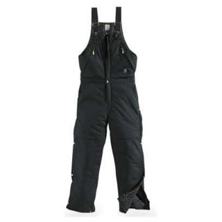 Carhartt R33 BLK 46 32 Bib Overalls, Black, Size 46x32 In