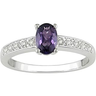 Miadora 10k Gold Created Alexandrite and Diamond Accent Ring