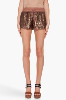 Haute Hippie Taupe Sequin Shorts for women