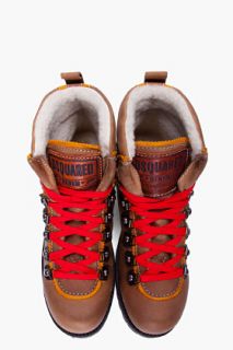 Dsquared2 Brown Leather St Moritz Hiking Boots for men