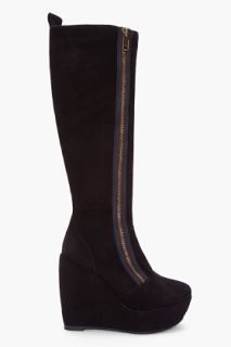 Marc By Marc Jacobs Black Suede Wedge Boots for women