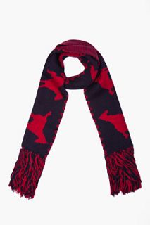 Band Of Outsiders Red Alpaca Knit Oaxa Horse Scarf for men