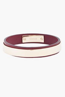 Chloe Burgundy Leather And Brass Bangle for women