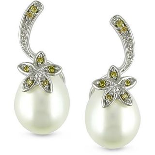 gold pearl and yellow diamond earrings 7 5 8 mm msrp $ 349 65 today